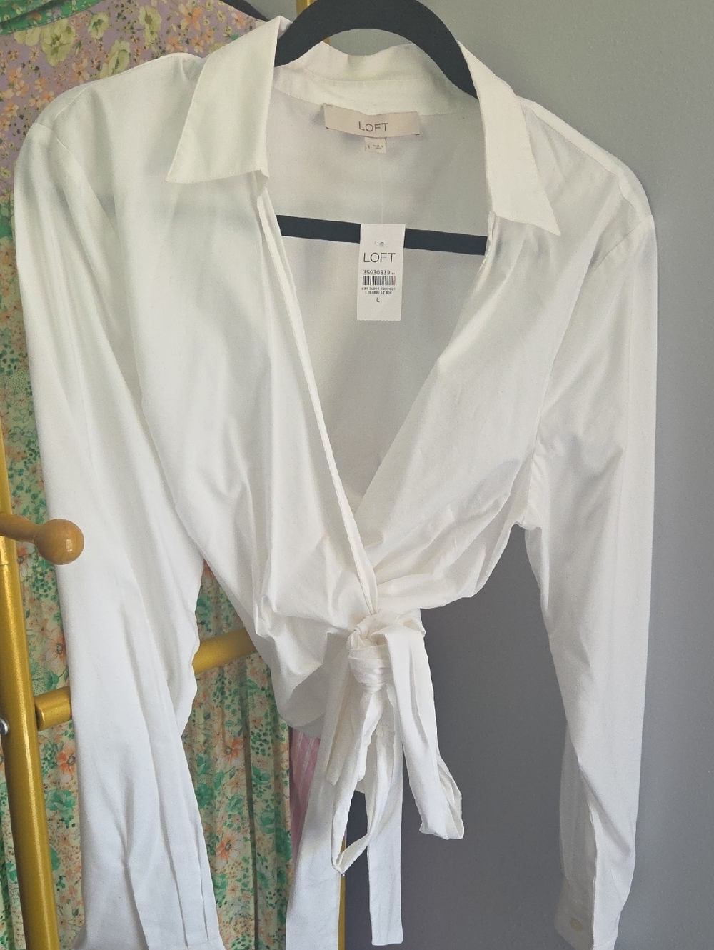 LOFT White Tie-Front Button Down Shirt